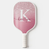 シックバラ金ゴールドグリッターモノグラムスクリプト名 ピックルボールラケット (正面)