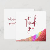 シックバラ金ゴールドグリッターレインボースウィート16誕生日 サンキューカード (正面/裏面)