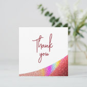 シックバラ金ゴールドグリッターレインボースウィート16誕生日 サンキューカード (スタンド正面)