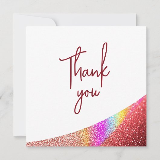 シックバラ金ゴールドグリッターレインボースウィート16誕生日 サンキューカード (正面)