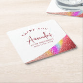 シックバラ金ゴールドグリッターレインボースウィート16誕生日 スクエアペーパーコースター (アングル)