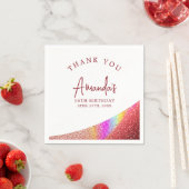 シックバラ金ゴールドグリッターレインボースウィート16誕生日 スタンダードカクテルナプキン (インサイチュ)