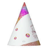 シックバラ金ゴールドグリッターレインボースウィート16誕生日 パーティーハット (左)