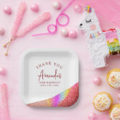 シックバラ金ゴールドグリッターレインボースウィート16誕生日 ペーパープレート (パーティー)