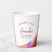 シックバラ金ゴールドグリッターレインボースウィート16誕生日 紙コップ (裏面)