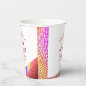 シックバラ金ゴールドグリッターレインボースウィート16誕生日 紙コップ (左)