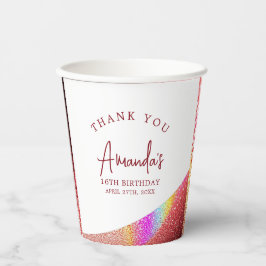 シックバラ金ゴールドグリッターレインボースウィート16誕生日 紙コップ