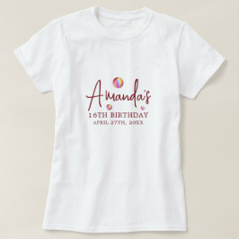 シックバラ金ゴールドグリッターレインボースウィート16誕生日 Tシャツ