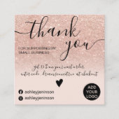 シックバラ金ゴールドグリッター赤面ピンクオーダ感謝していーユー スクエア名刺 (正面)