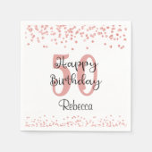 シックバラ金ゴールドグリッターHAPPY 50th誕生日名 スタンダードカクテルナプキン (正面)