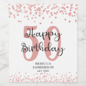 シックバラ金ゴールドグリッターHAPPY 50th誕生日 ワインラベル (シングルラベル)