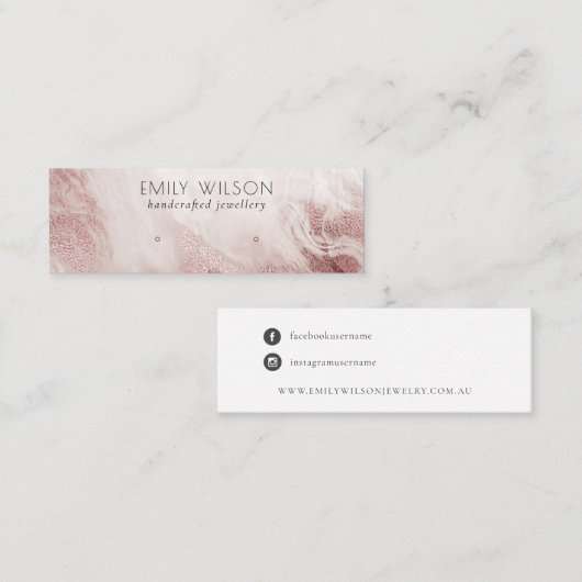 シックバラ金ゴールドゲート大理石スタッドイヤリングディスプレイ スキニー名刺 (正面/裏面)