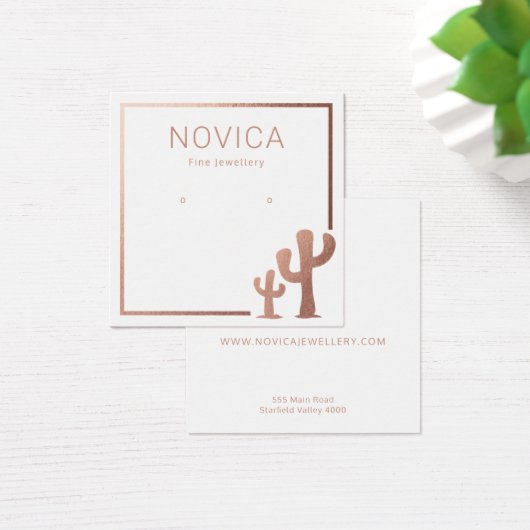 シックバラ金ゴールドサボテンのイヤリング表示カード (デスク)