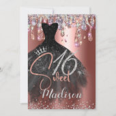 シックバラ金ゴールドシルバーグリッタードリップスウィート16 招待状 (正面)