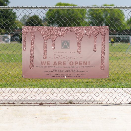 シックバラ金ゴールドスパークルグリッタードリップスビジネスオープン 横断幕 (インサイチュ)