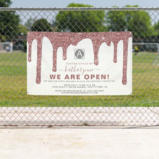 シックバラ金ゴールドスパークルグリッタードリップスビジネス 横断幕 (インサイチュ)