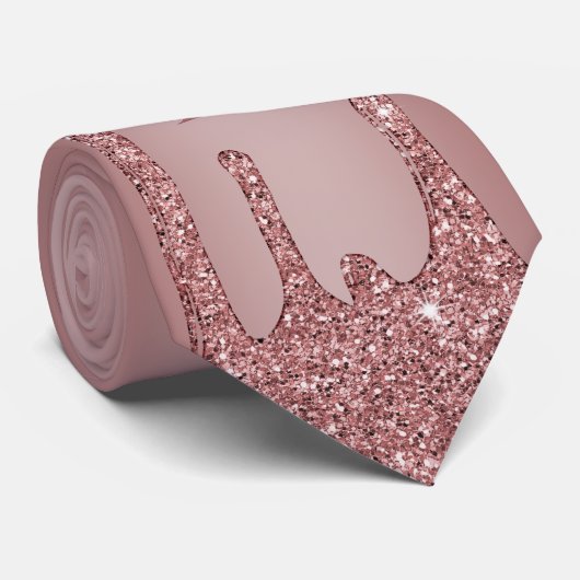 シックバラ金ゴールドスパークルグリッタードリップスモノグラム ネクタイ (ロール)