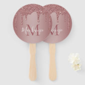 シックバラ金ゴールドスパークルグリッタードリップスモノグラム ハンドファン (正面&裏面)