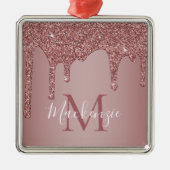 シックバラ金ゴールドスパークルグリッタードリップスモノグラム メタルオーナメント (正面)