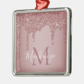 シックバラ金ゴールドスパークルグリッタードリップスモノグラム メタルオーナメント (左)