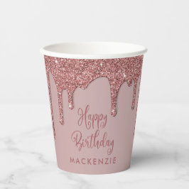 シックバラ金ゴールドスパークルグリッタードリップス誕生日 紙コップ