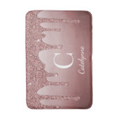 シックバラ金ゴールドスパークルドリッピンググリッターモノグラム バスマット (正面縦)