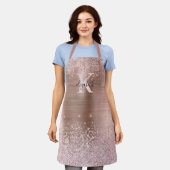 シックバラ金ゴールドダイヤモンドグリッター モノグラムの エプロン (着用した状態)