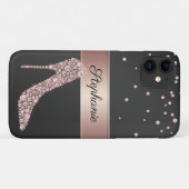 シックバラ金ゴールドダイヤモンドハイヒールシュー名ブラック Case-Mate iPhoneケース (裏面(横))