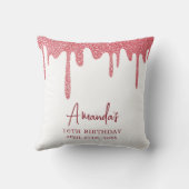 シックバラ金ゴールドドリップグリッタースウィート16誕生日 クッション (裏面)