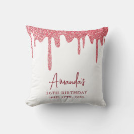 シックバラ金ゴールドドリップグリッタースウィート16誕生日 クッション