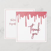 シックバラ金ゴールドドリップグリッタースウィート16誕生日 サンキューカード (正面/裏面)