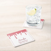 シックバラ金ゴールドドリップグリッタースウィート16誕生日 スクエアペーパーコースター (インサイチュ)