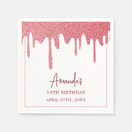 シックバラ金ゴールドドリップグリッタースウィート16誕生日 スタンダードカクテルナプキン