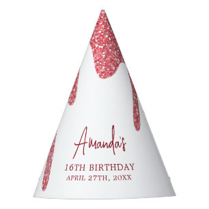 シックバラ金ゴールドドリップグリッタースウィート16誕生日 パーティーハット