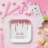 シックバラ金ゴールドドリップグリッタースウィート16誕生日 ペーパープレート (パーティー)