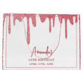 シックバラ金ゴールドドリップグリッタースウィート16誕生日 ラージペーパーバッグ (裏面)