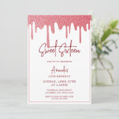 シックバラ金ゴールドドリップグリッタースウィート16誕生日 招待状 (スタンド正面)