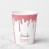シックバラ金ゴールドドリップグリッタースウィート16誕生日 紙コップ (裏面)