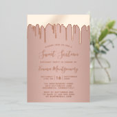 シックバラ金ゴールドドリップススウィート16バースデーパーティー 箔招待状 (立ち正面)