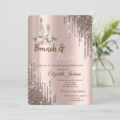 シックバラ金ゴールドドリップスブランチ&バブリーブライダルシャワー 招待状 (スタンド正面)