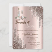 シックバラ金ゴールドドリップスブランチ&バブリーブライダルシャワー 招待状 (正面)