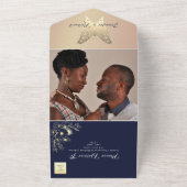 シックバラ金ゴールドバタフライ結婚ズ オールインワン招待状 (外側)