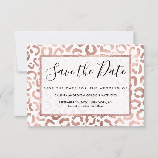 シックバラ金ゴールドヒョウアニマルプリント セーブザデート (正面)