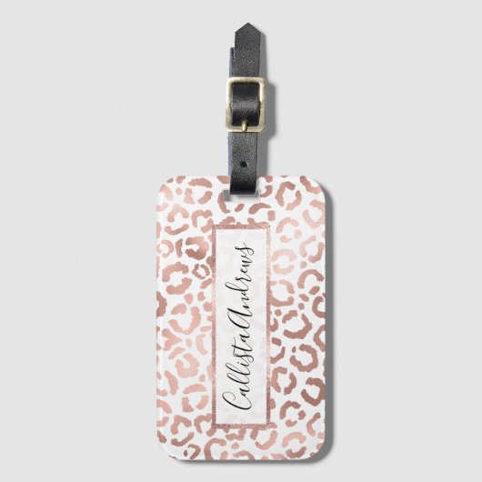 シックバラ金ゴールドヒョウアニマルプリント ラゲッジタグ (正面縦)