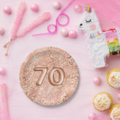 シックバラ金ゴールドヒョウ印刷70誕生日 ペーパープレート (パーティー)