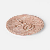 シックバラ金ゴールドヒョウ印刷70誕生日 ペーパープレート (アングル)