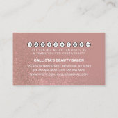 シックバラ金ゴールドピンクグリッターグラデーションタイポグラフィ ロイヤリティカード (裏面)