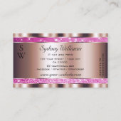 シックバラ金ゴールドピンクグリッタースパークルスターズモノグラム 名刺 (裏面)