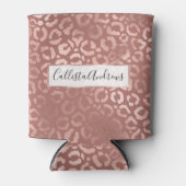 シックバラ金ゴールドピンクヒョウアニマルプリント 缶クーラー (正面)