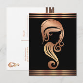 シックバラ金ゴールドピンク美しいガールヘアメイクアップサロン ポストカード (正面/裏面)